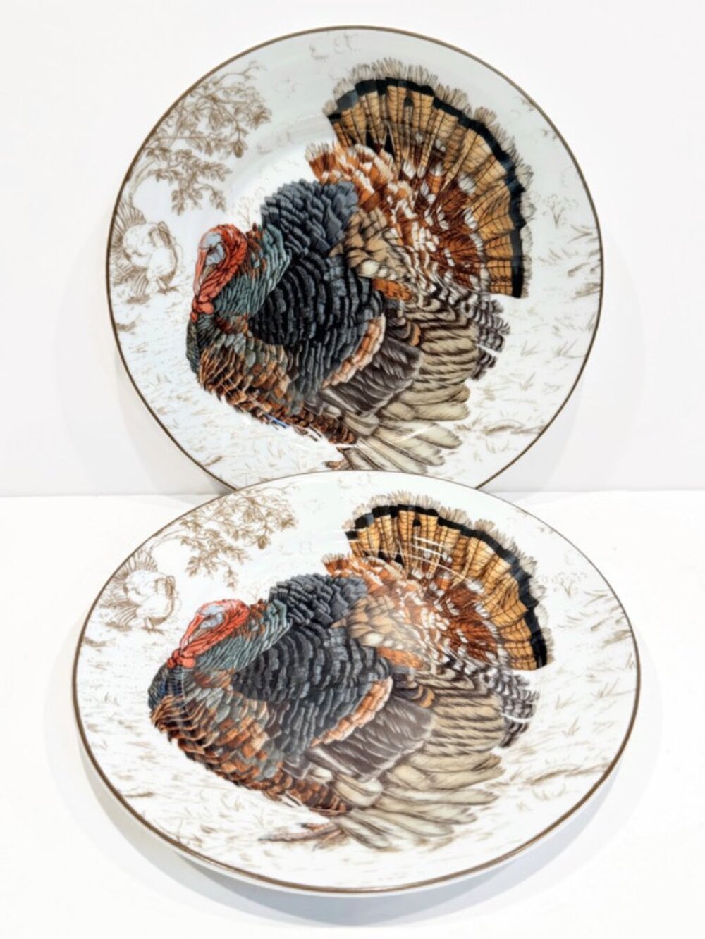 Pair of William Sonoma Plymouth Turkey Salad Plates, Circa 2024